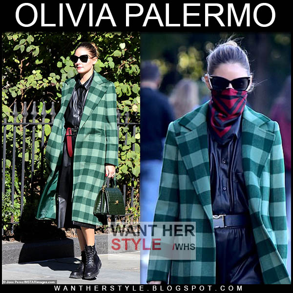 Olivia Palermo in green checked coat