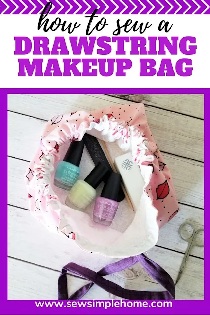 Learn how to sew a cinched makeup bag with this free drawstring bag tutorial and pattern.