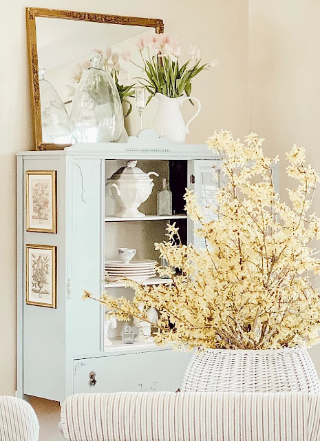 Antique Hutch Makeover with Robin's Egg Blue Paint