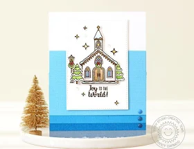 Sunny Studio Stamps: Christmas Chapel Ombre Background Christmas Card by Nancy Damiano
