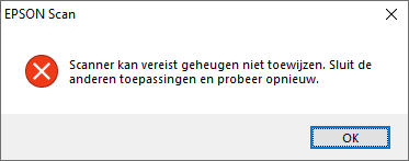 Foutmelding Epson Perfection V850 Pro-scanner: Sluit de anderen toepassingen en probeer opnieuw.