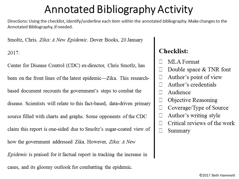 annotated bibliography for creative writing