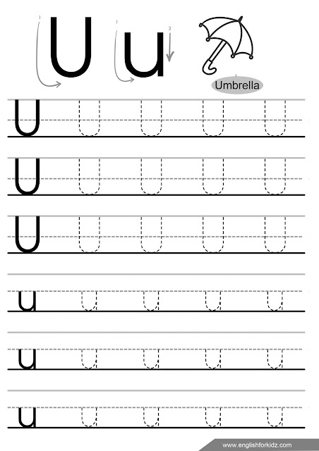 Letter u tracing worksheet