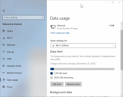 Mengatur limit penggunaan data wifi di windows 10-c