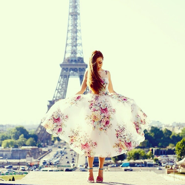 Teri Jon Floral Print Crystal Embellished Dress, Rickie freeman for Teri jon dress, paris, eiffel tower, fashion blog