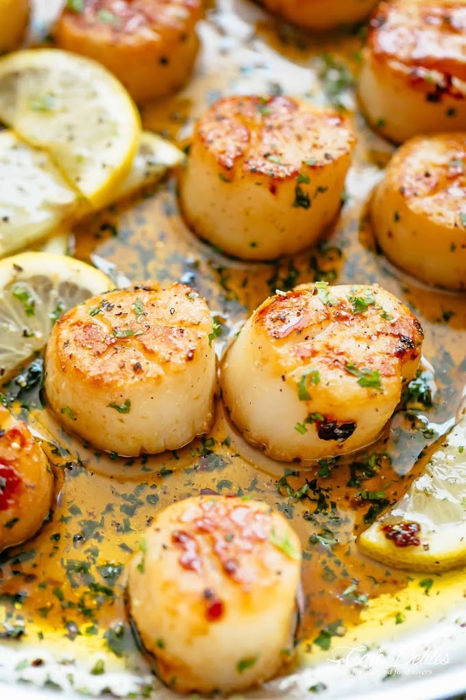 Lemon Garlic Butter Scallops #healthydinner #eat