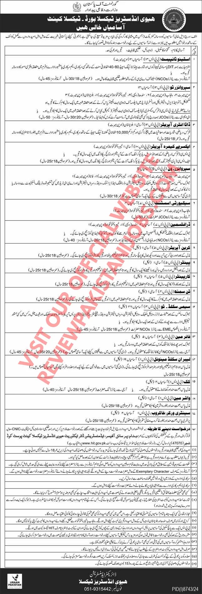Heavy Industries Taxila Jobs 2025 – A Golden Opportunity for Hardworking Pakistanis