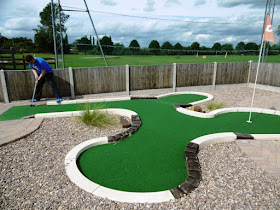 Richard Gottfried playing the UrbanCrazy built Miniature Golf course at Charnwood Golf Centre this summer