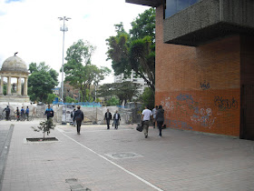 Defaced buildings in Bogotá, Colombia.