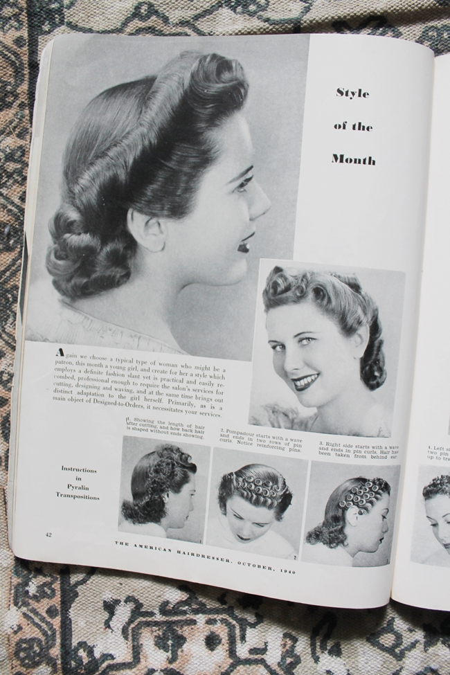 1940 pin curl victory roll updo tutorial from American Hairdresser magazine