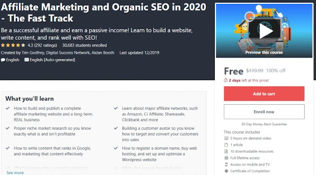[100% Off] Affiliate Marketing and Organic SEO in 2020 - The Fast Track| Worth 119,99$