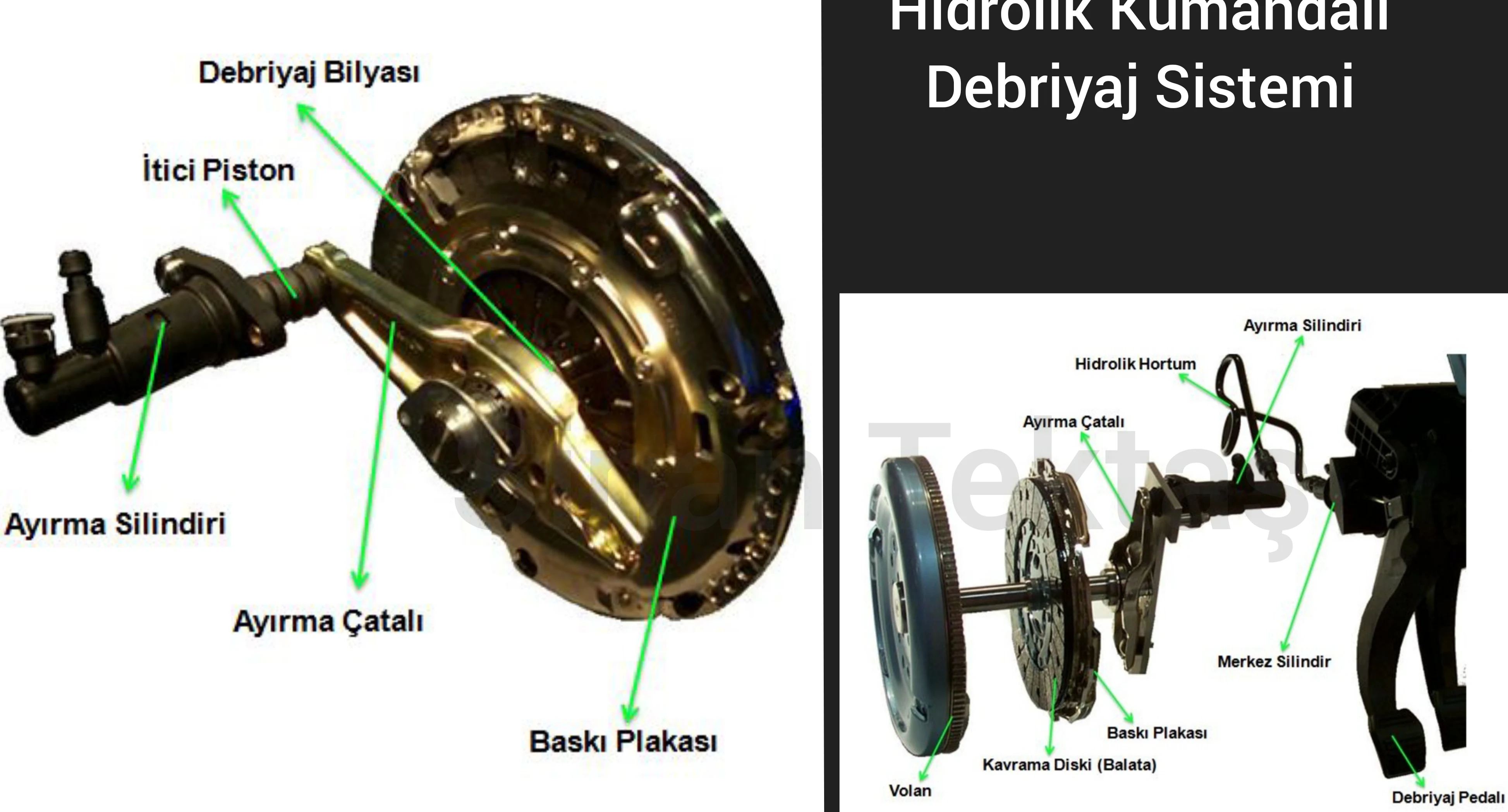 Yeni nesil araçlarda artık ayrıma çatalı da bulunmamaktadır. Debriyaj rulmanı yerine hidrolik debriyaj rulmanı kullanılmaya başlanmıştır. Debriyaj ana merkezinden basılan hidrolik yağ, hidrolik debriyaj rulmanına direkt olarak bir hortumla bağlanmıştır, basınçlı hidrolik sıvı, debriyaj rulmanı pistonu tarafından itme hareketine dönüştürülür ve baskı yaylarına bastırıp, baskı plakasını kavrama diskinden ayırır.