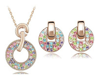 18K Rose Gold Plated Alloy Earrings & Necklace 