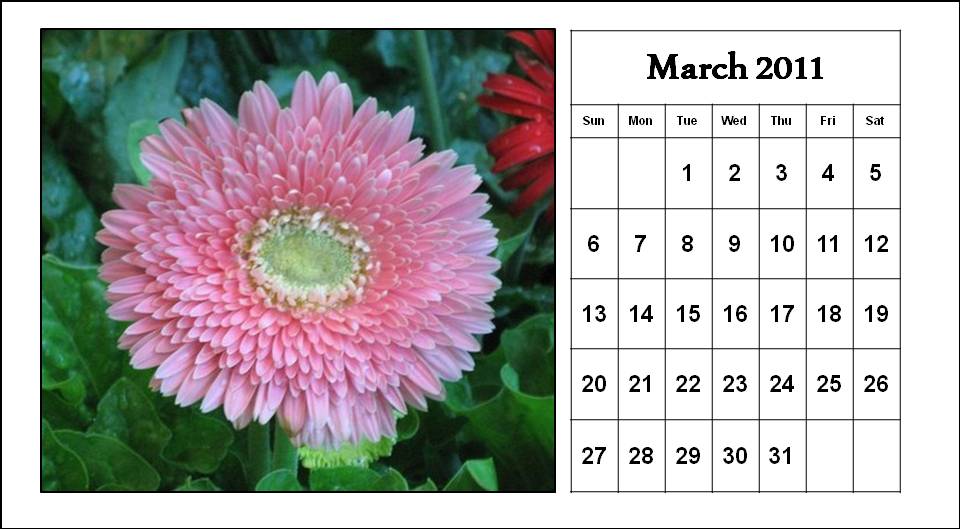 2011 Calendar A3. 2010 A3 Blank March 2011