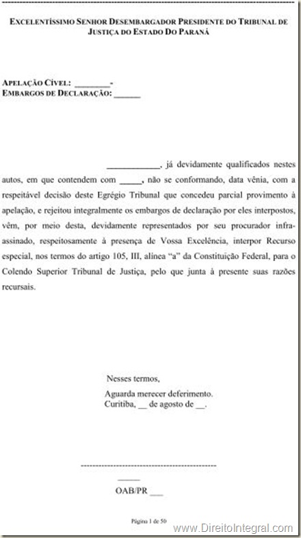 Modelo de Recurso Especial - Download do PDF