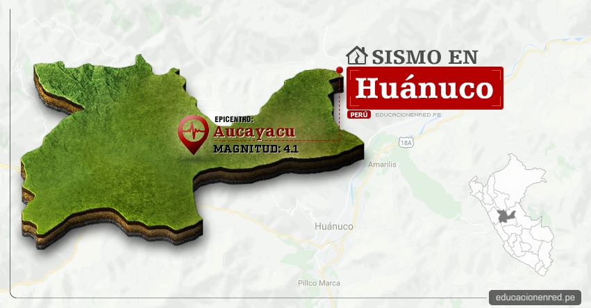 Temblor en Huánuco de 4.1 Grados (Hoy Domingo 15 Enero 2017) Sismo EPICENTRO Aucayacu - José Crespo y Castillo - Leoncio Prado - Tingo María - IGP - www.igp.gob.pe