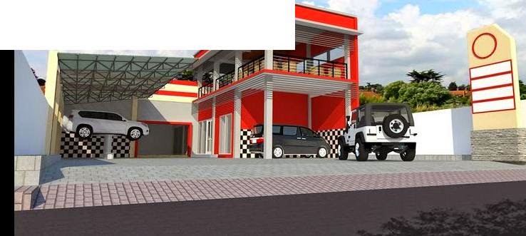 Design 3D Tempat Pencucian Mobil Motor Kantin Kafetaria 