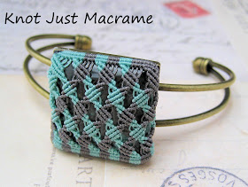 Micromacrame knotting in micro bead cord set in bangle bezel