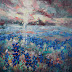 Abstract Texas Bluebonnet Painting by Palette Knife Artist Niki Gulley