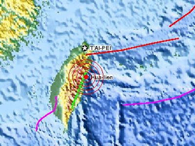 Epicentro sismo 5.5 en Taiwan, el 22 de Diciembre 2012