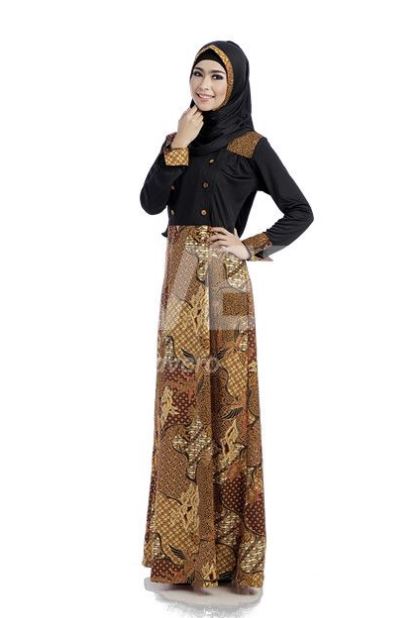 10 Model Gamis Batik  Kombinasi Polos Terbaru 2021