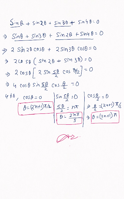 Sin theta + sin 2theta + sin 3theta + sin 4theta=0 general solution