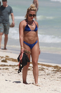 Gabby Allen in a Blue Bikini at a Beach in Tulum