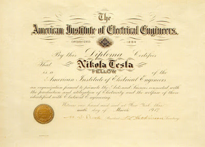 Some more honours for Dr. Nikola Tesla