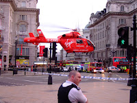 Air ambulance lifting off