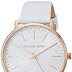 Michael Kors Women's Stainless Steel Quartz Watch with Leather Calfskin Strap 