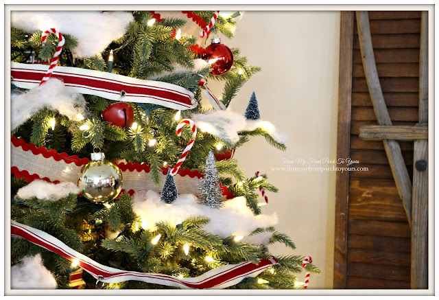 Farmhouse Christmas Tree-Pipe Cleaner Candy Canes-DIY-Jingle Bell Garland- From My Front Porch To Yours