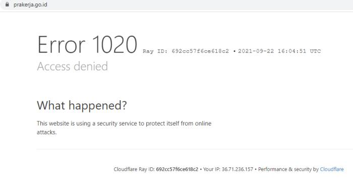 Website Prakerja Error