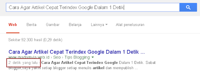 Cara Agar Artikel Cepat Terindex Google