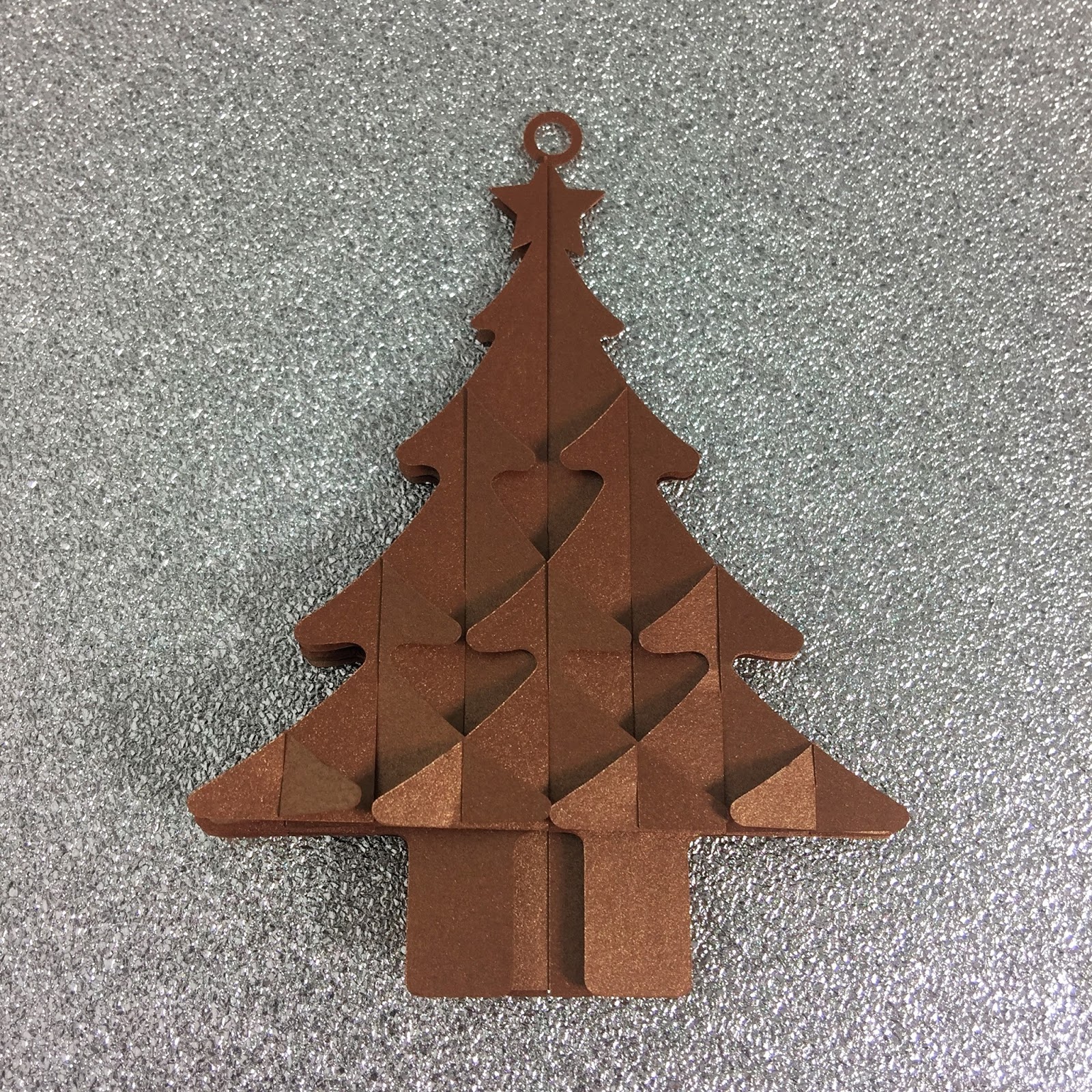 Sliceform Christmas tree folded flat.  Free cut file and tutorial by Nadine Muir for Silhouette UK 