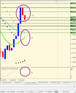 Analisis sederhana EUR/USD time frame weekly minggu ke 4 September 2012