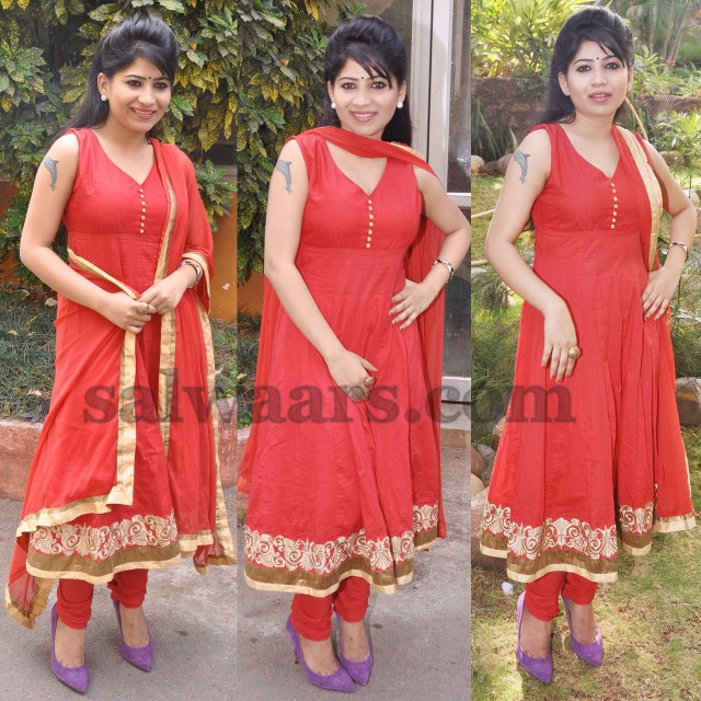 Madhulagna Das Red Salwar Kameez