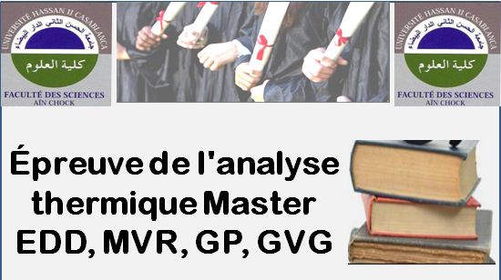 Épreuve de l'analyse thermique Master EDD, MVR, GP, GVG