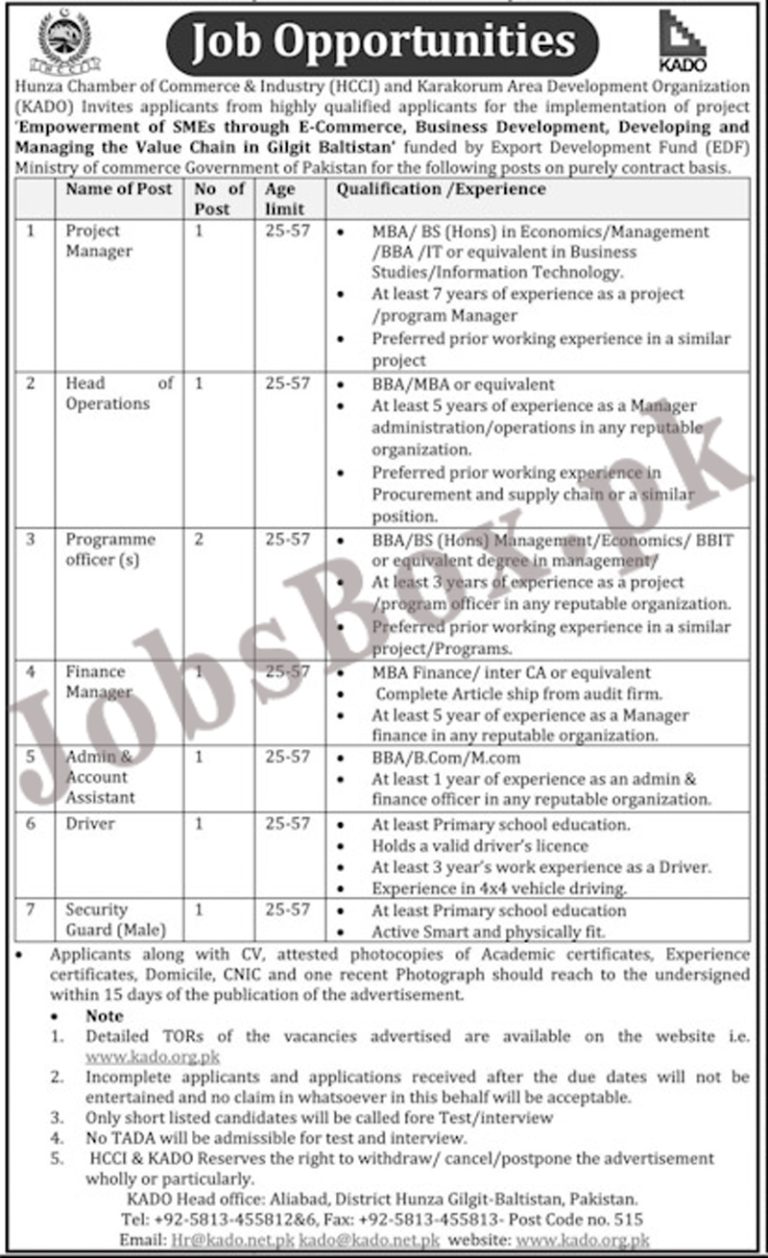 Hunza Chamber of Commerce & Industry Jobs 2022 in Pakistan