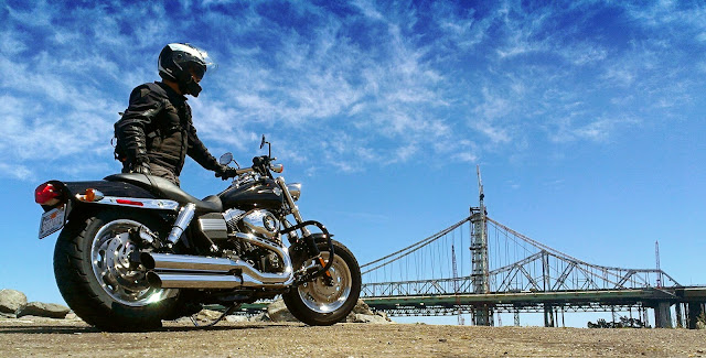 Harley Davidson Fat Blob San Francisco Bay Bridge Sunset HD Dyna