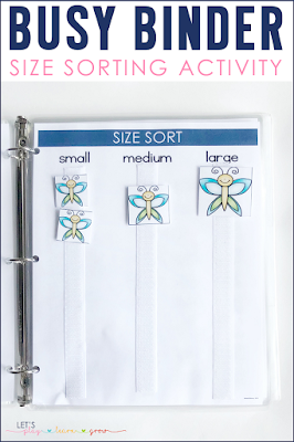 Size Sorting Busy Binder Activity