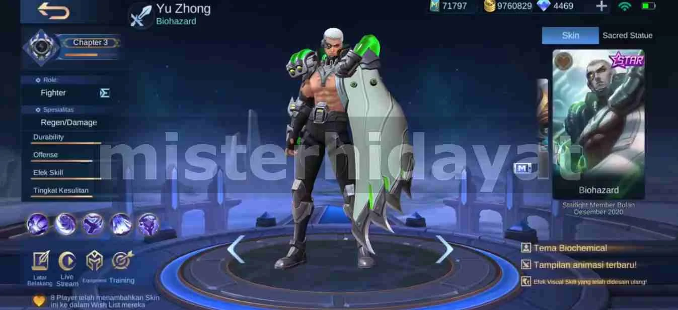 Script Skin Starlight Yu Zhong Biohazard Full Efek + Backup File