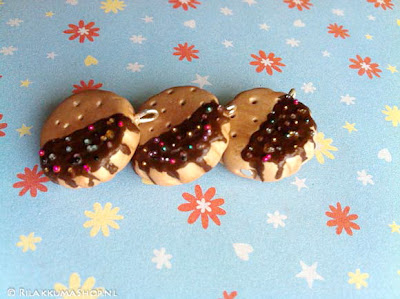 Kawaii cute Chocolate-Dipped Cookies with Sprinkles Charms