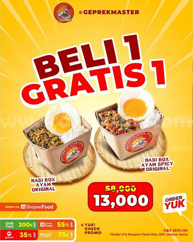 Promo AYAM GEPREK MASTER Beli 1 Gratis 1