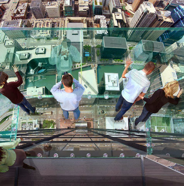 Transparent balcony on the 103rd floor of the Sears Tower in Chicago