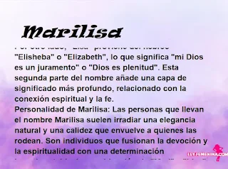 ▷ Significado del nombre Marilisa