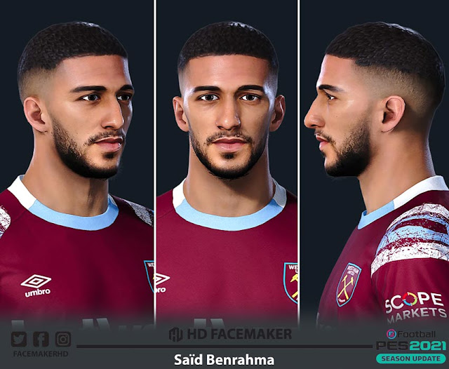 Saïd Benrahma Face 2023 For eFootball PES 2021