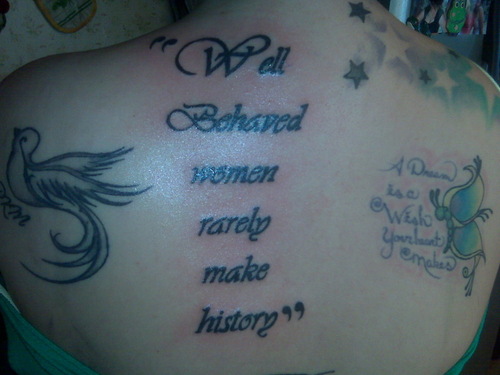 girl love quotes tattoo designs on back