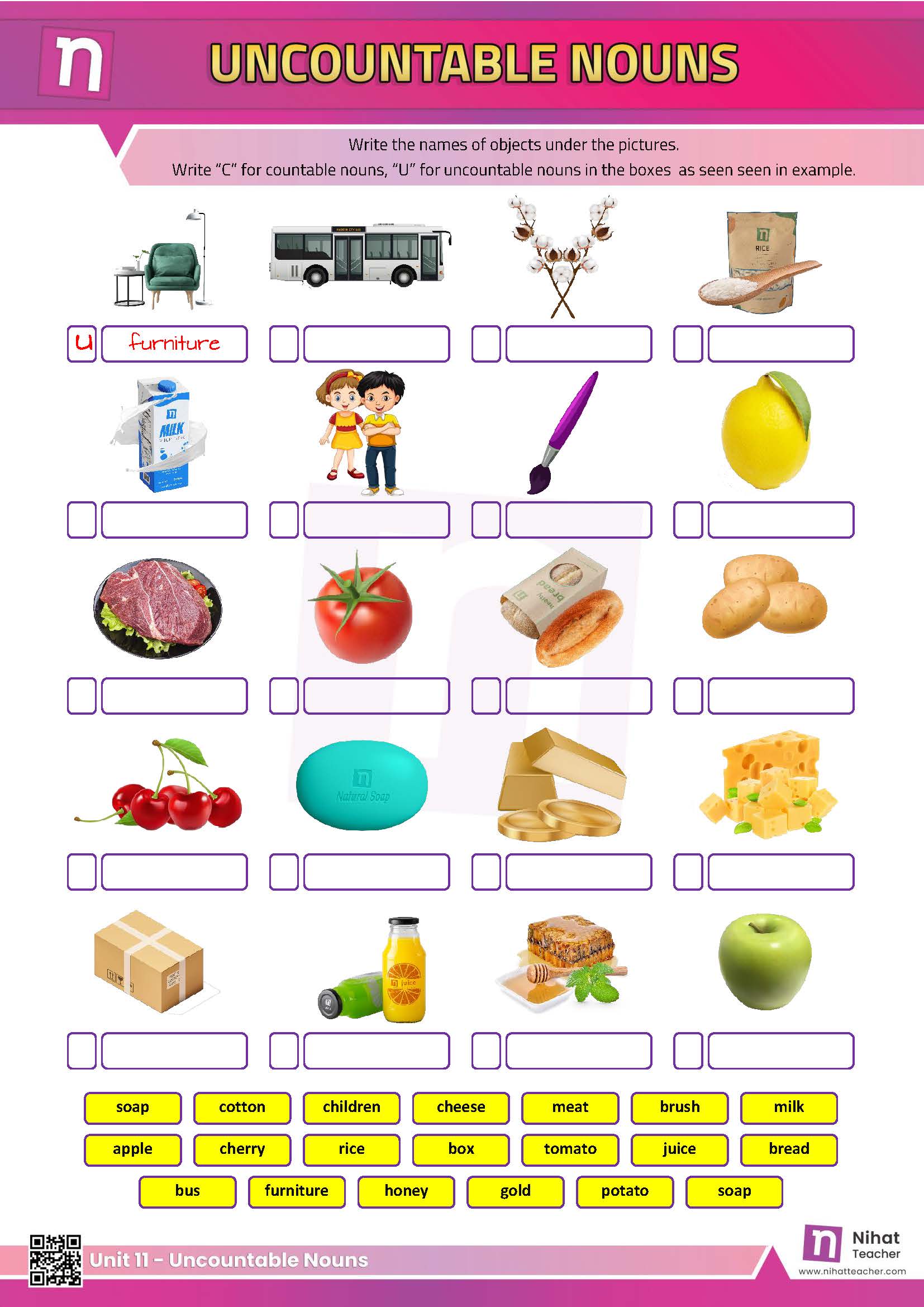 Practise English Vocabulary. A PDF worksheet about uncountable nouns in English. Download PDF worksheet about uncountable nouns.