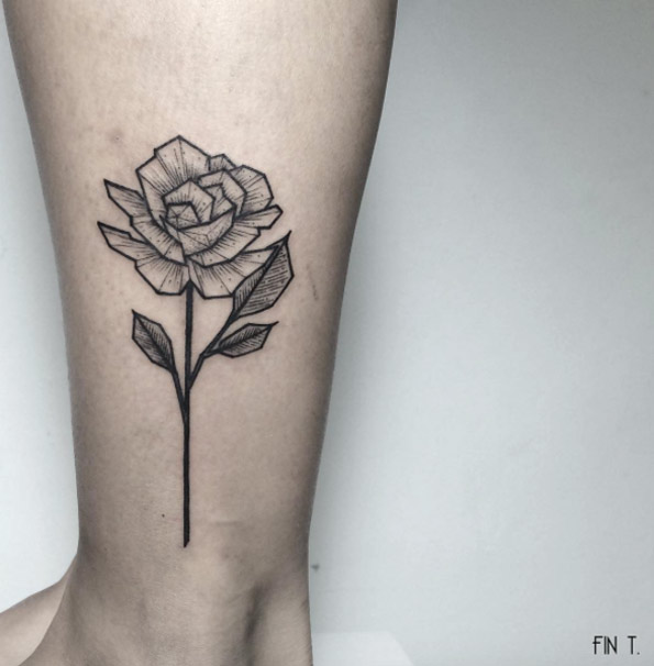 Este blackwork rose tattoo