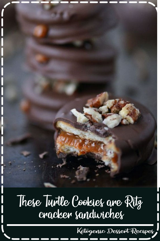 These Turtle Cookies are Ritz cracker sandwiches filled with soft, creamy caramel!